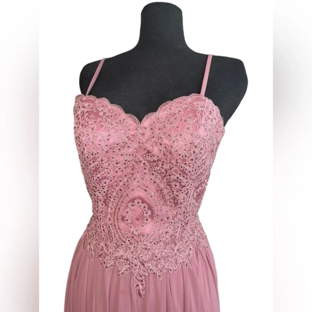MAUVE COLOR EVENING Chiffon Party PROM Evening Dress XS - Picture 5 of 10